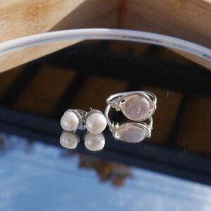 Pearl Studs and Ring Set